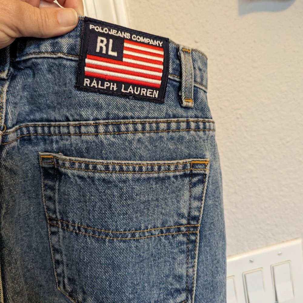 90s RALPH LAUREN | CLASSIC COTTON JEANS | Stonewash | 12 | EUC | Straight Leg